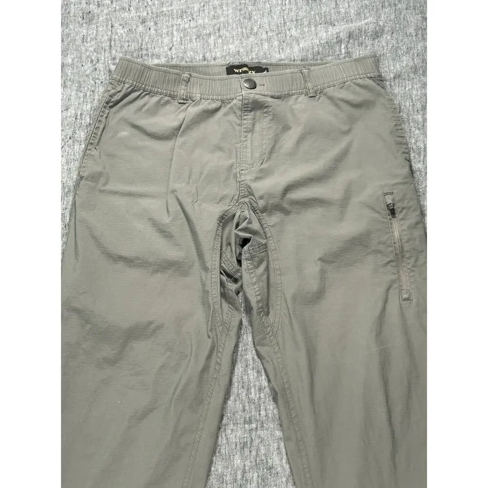 Wrmfzy Pants Mens Large Grey Ripstop Tactical Cargo Elastic Waist Stretch